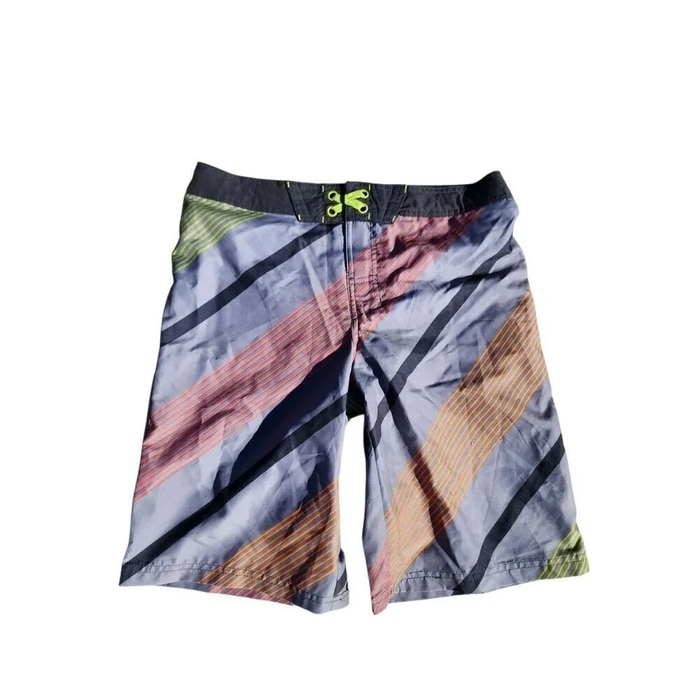 Art Class Adjustable Waist Swim Trunks Mesh Lined Geo Print Big Boys Size 18